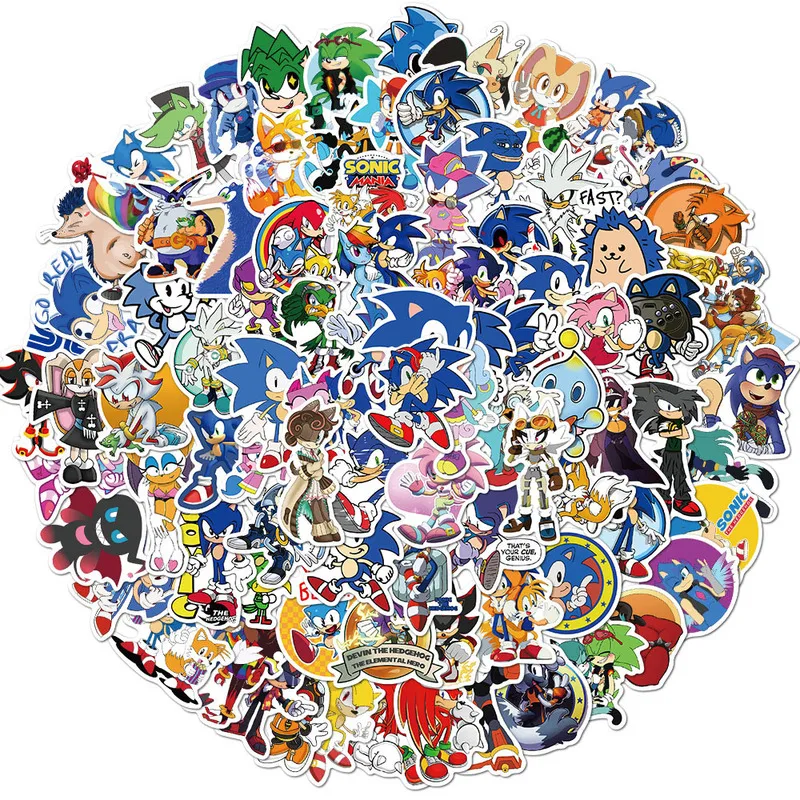 

10/100PCS Japan Anime Sonic Waterproof Stationery Sticker Skateboard Suitcase Luggage Guitar Stickers Kid Toy Sticker Sticker