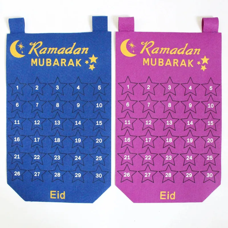 

Ramadan Countdown Felt Calendar Eid Mubarak Decoration for Home 2023 Islamic Muslim Party Decor Ramadan Kareem Eid Al Adha Gifts