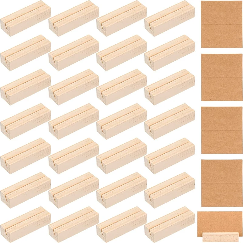 

30 Pieces Wood Sign Holders Wooden Table Number Stands Card Holders With Paper Cards For Wedding Ceremony Birthday Party