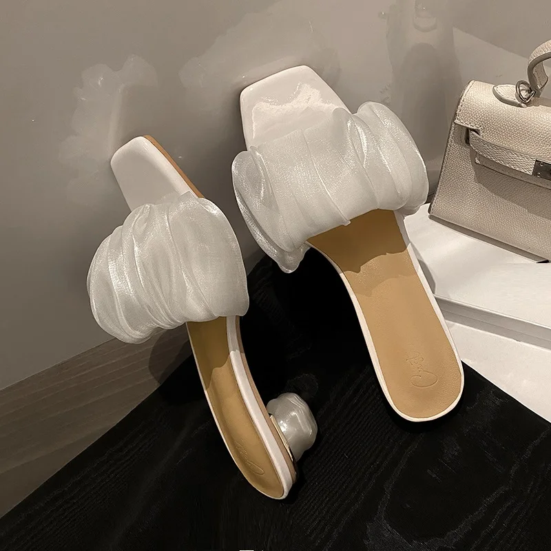 

Open Toe Slippers Slip On Party Shoes Summer Sandal For Women Wedding Pumps Strange Heel Jelly Shoes For Elegant Female