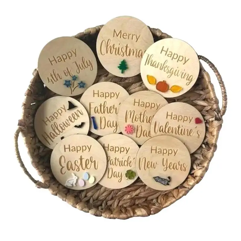 

10 шт., деревянные детские праздничные знаки