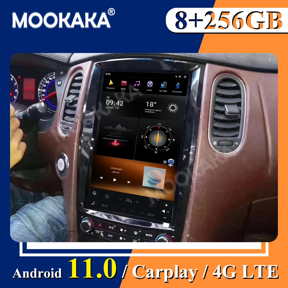 

8+256G For Infiniti EX25 EX35 QX50 2009-2016 Android 11 Tesla Style Screen Auto Radio Stereo Head Unit Car Multimedia Tape Reco