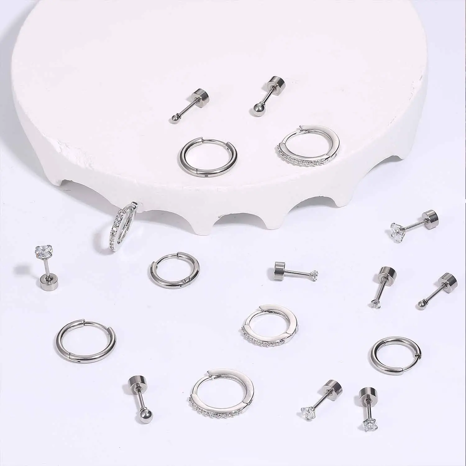 1/9 пар простых маленьких серег-гвоздиков с несколькими пирсингами крошечные