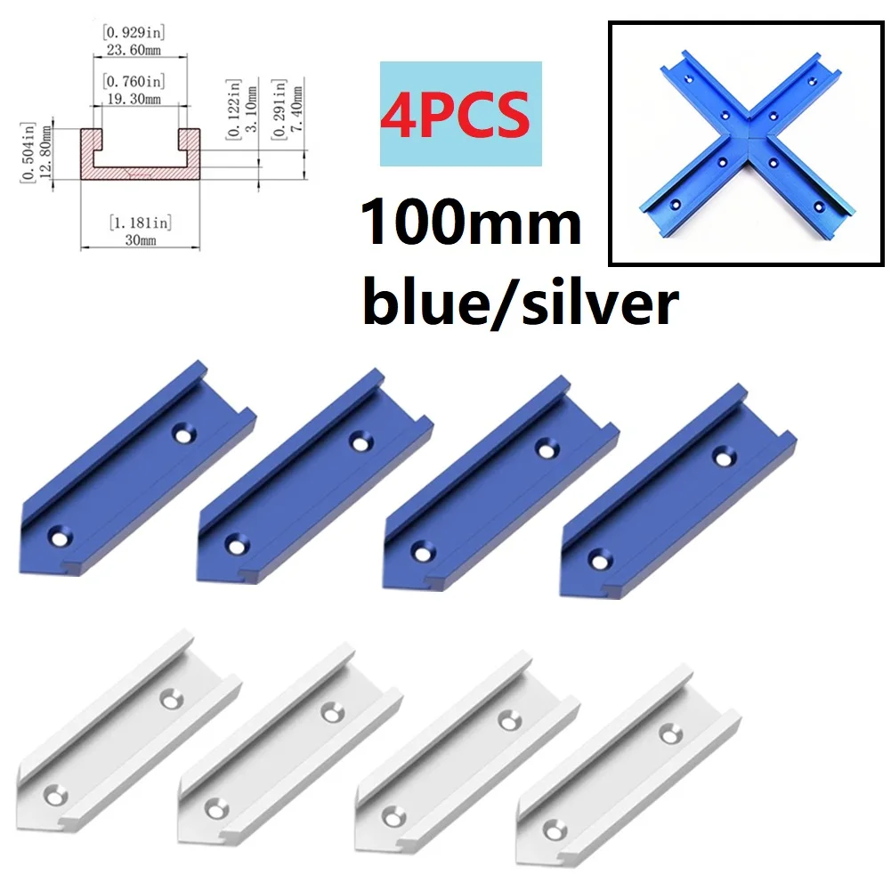 

4pcs Woodworking Chute T-Track Slot Slider Sliding Cross Connector Slide Miter Gauge Guides Rails Table Track Intersection Tool