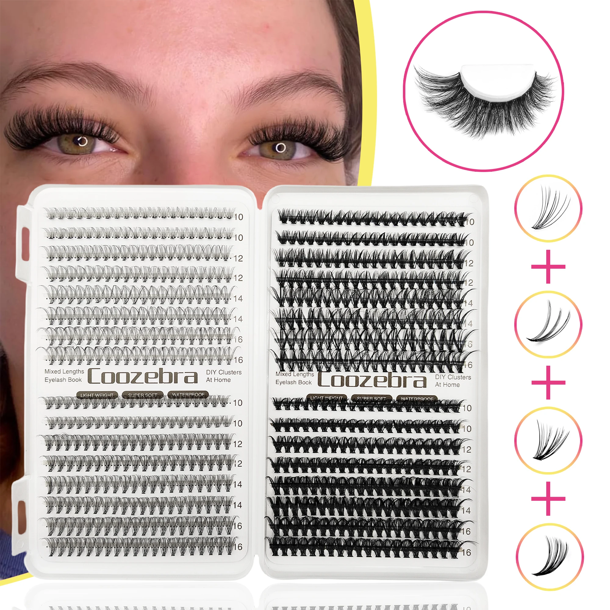 640 Cluster d Volumen Wimpern DIY flauschige 10-16mm gemischte широкая 0 07mm Dicke 20D 30D 40D 50D