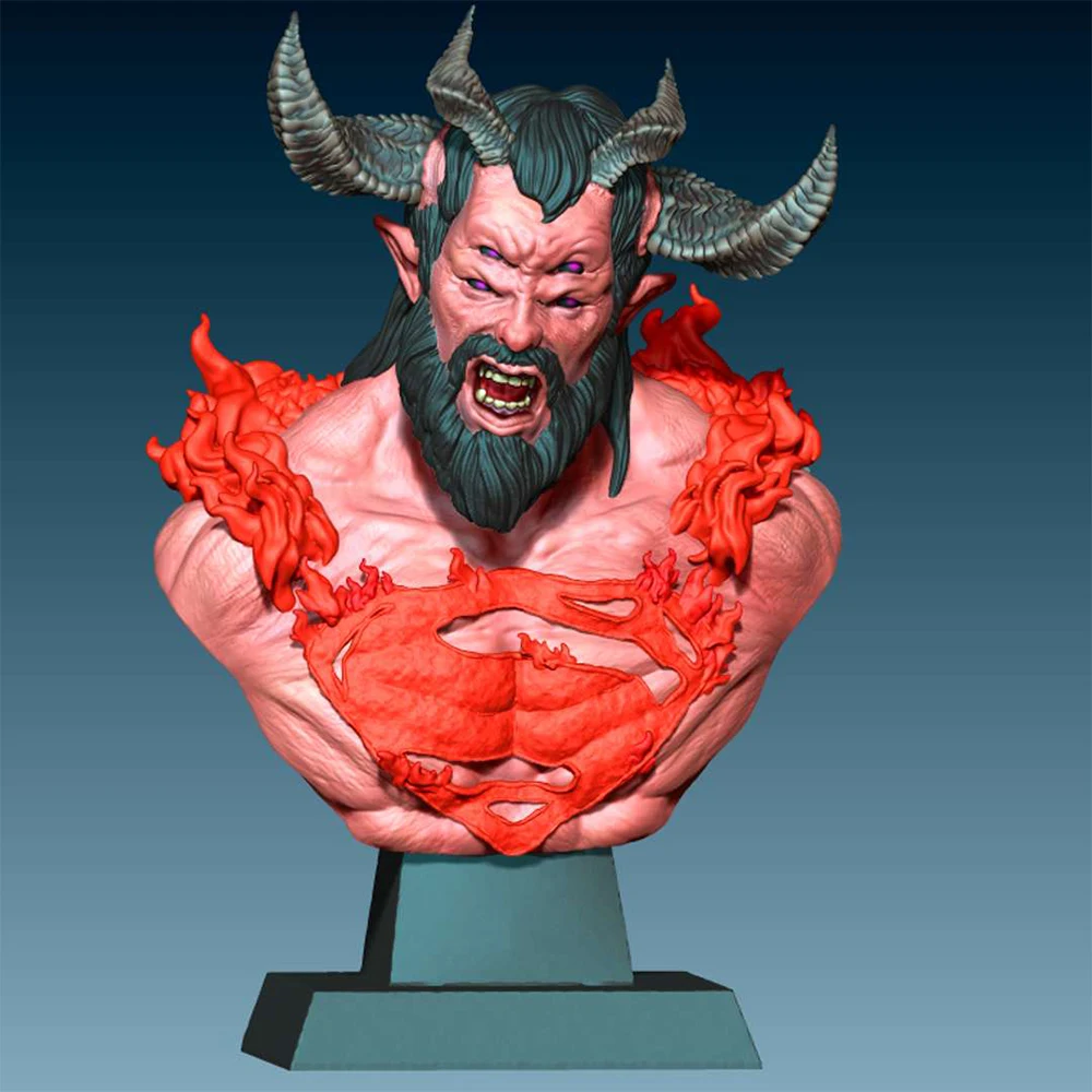 65mm Antagonist Demon Bust Grey Resin Figurine Toy Unpainted GK Doll Unassembled 3D Print Miniature Reduction Statue Toys