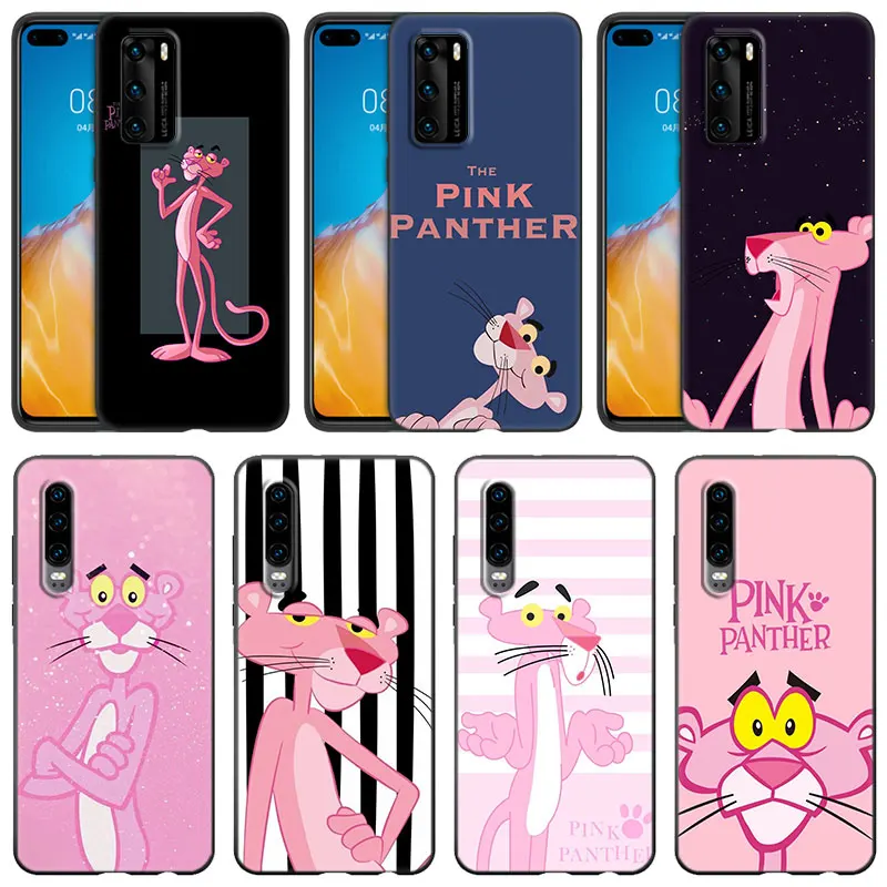 Чехол с розовой пантерой для Huawei P40 P50 P30 P20 Pro P10 P9 P8 Lite 2017 5G P Smart Z S 2021 2020 2019 2018, черный мягкий чехол