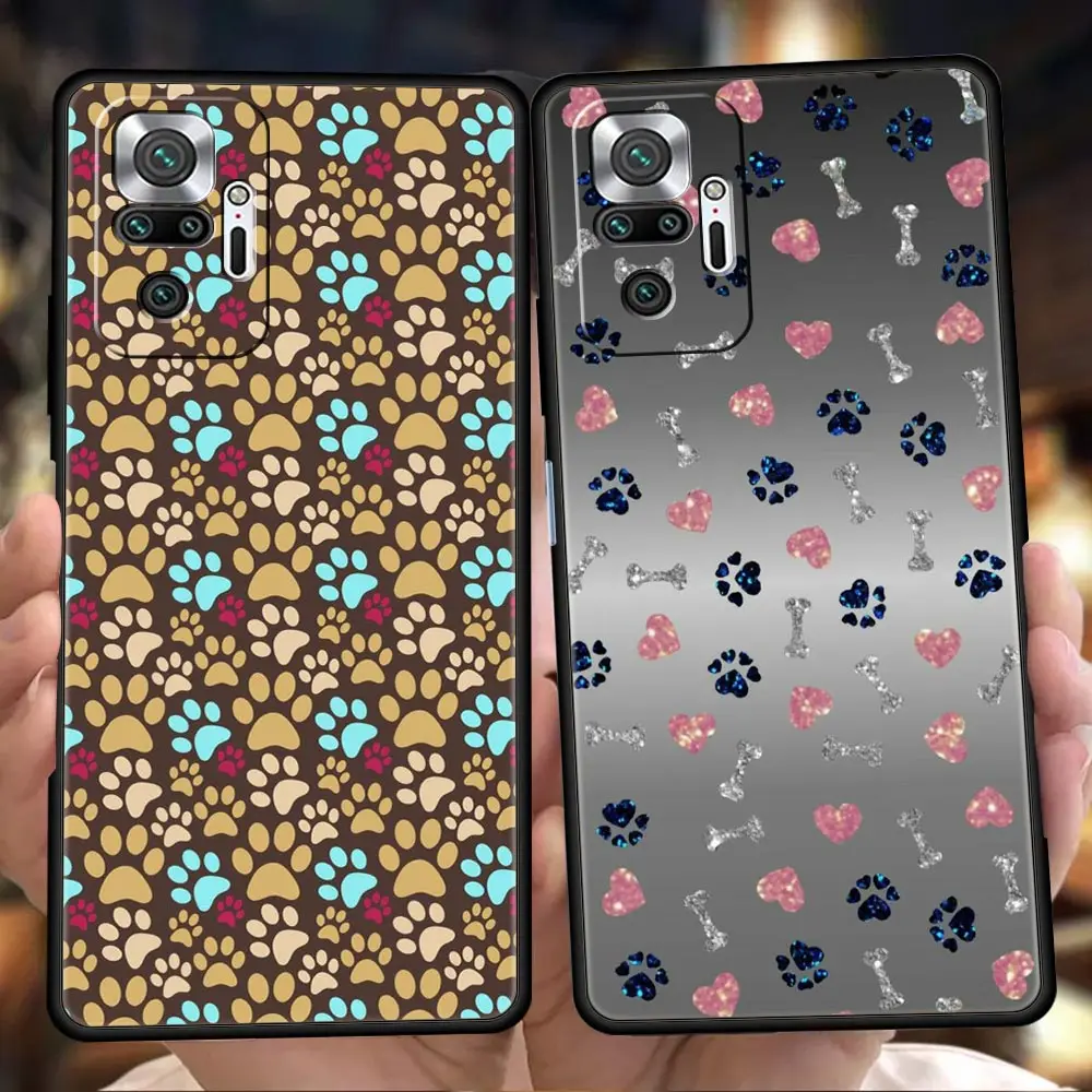 

Dog Footprint Paw Phone Case For Redmi Note 10 11 Pro K40 Gaming 7 8 8T 9 8A 9A 9C Note 9S 11T 9T Pro Soft Shockproof Shell TPU