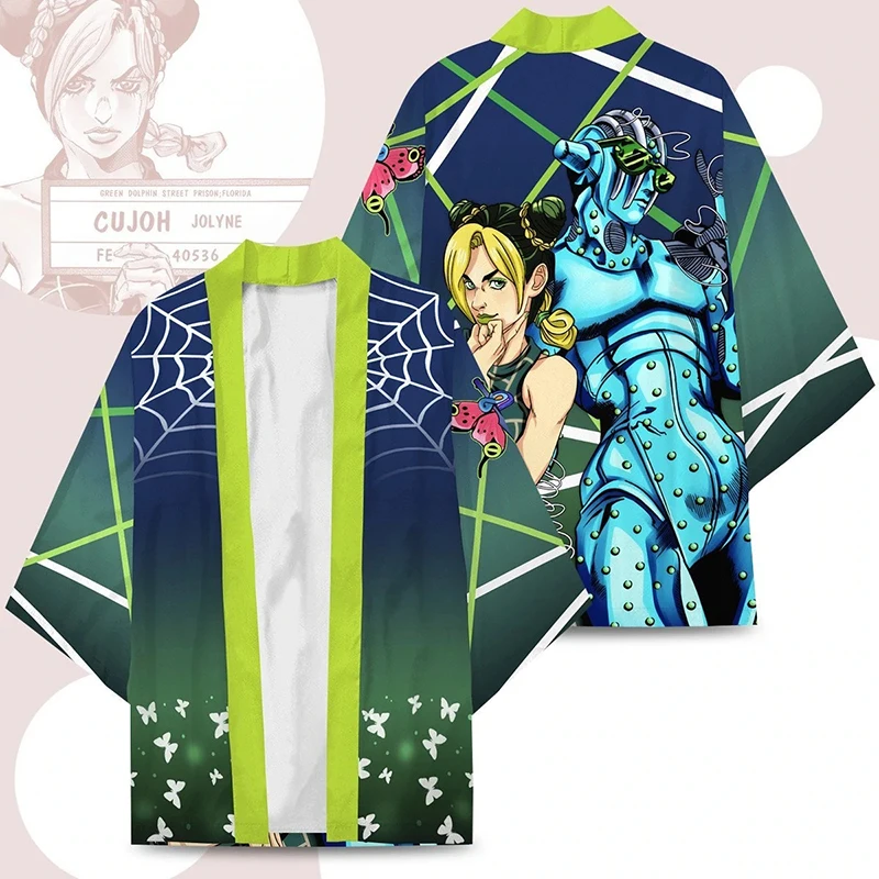

Anime JoJo's Bizarre Adventure Jolyne Cujoh Cosplay Costumes Kimono Stone Ocean Haori Adult Kids Cardigan Cloak Tops