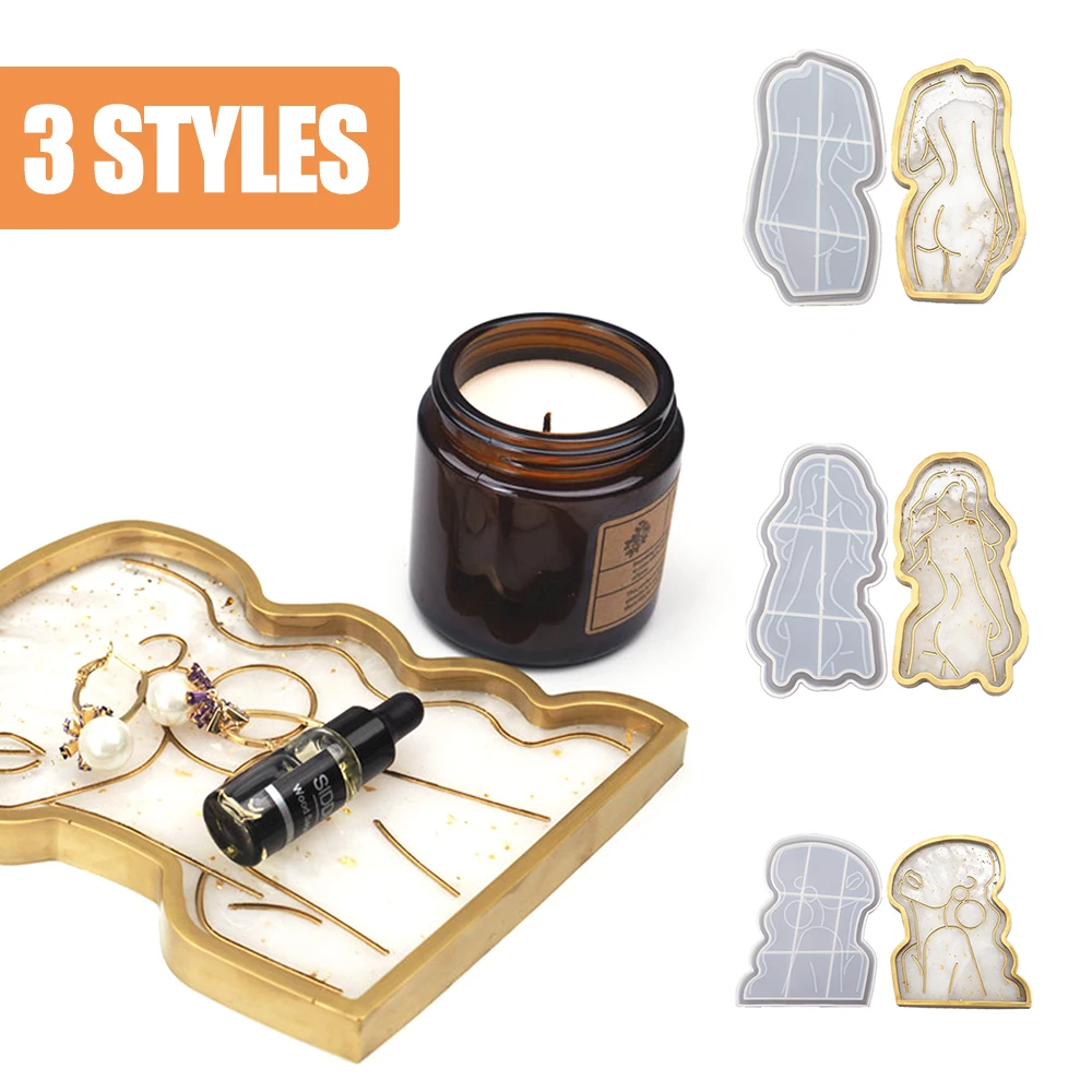 

Girl Model Tray Silicone Mold DIY Epoxy Crystal Women Body Art Dish Storage Abstract Plate Holder Plaster Cement Trays Handcraft