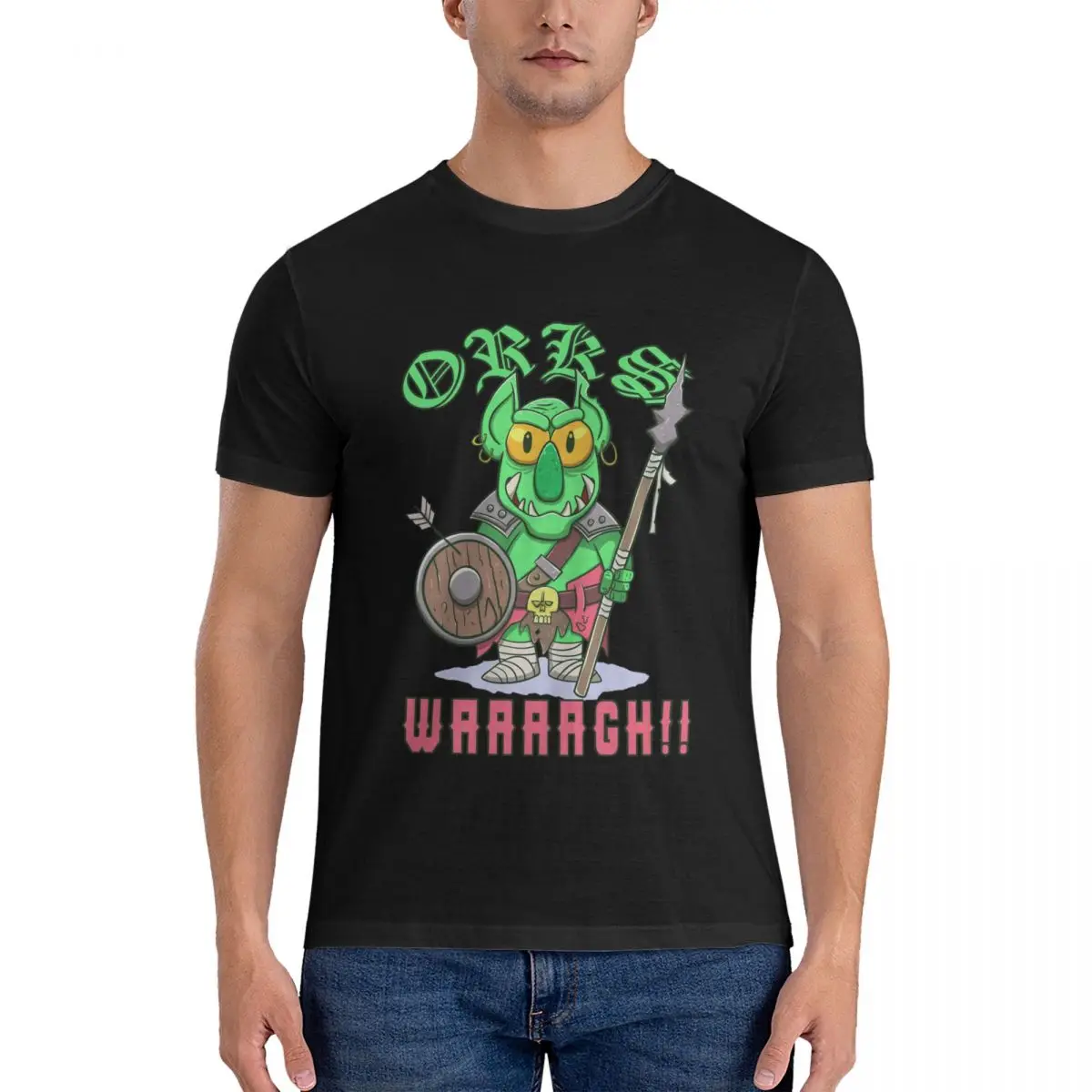 Waaagh! Orc Quotes Premium T-Shirts for Men Crewneck 100% Cotton T Shirt Ork waaagh Short Sleeve Tees Printed official-website