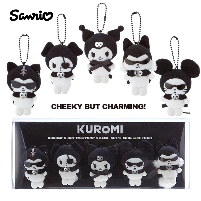 

5 шт. Подлинная японская черно-белая цветовая схема Sanrio Kuromi, крутая плюшевая игрушка Kuromi, подвесная брошь, булавка для куклы, подарок на день ребенка