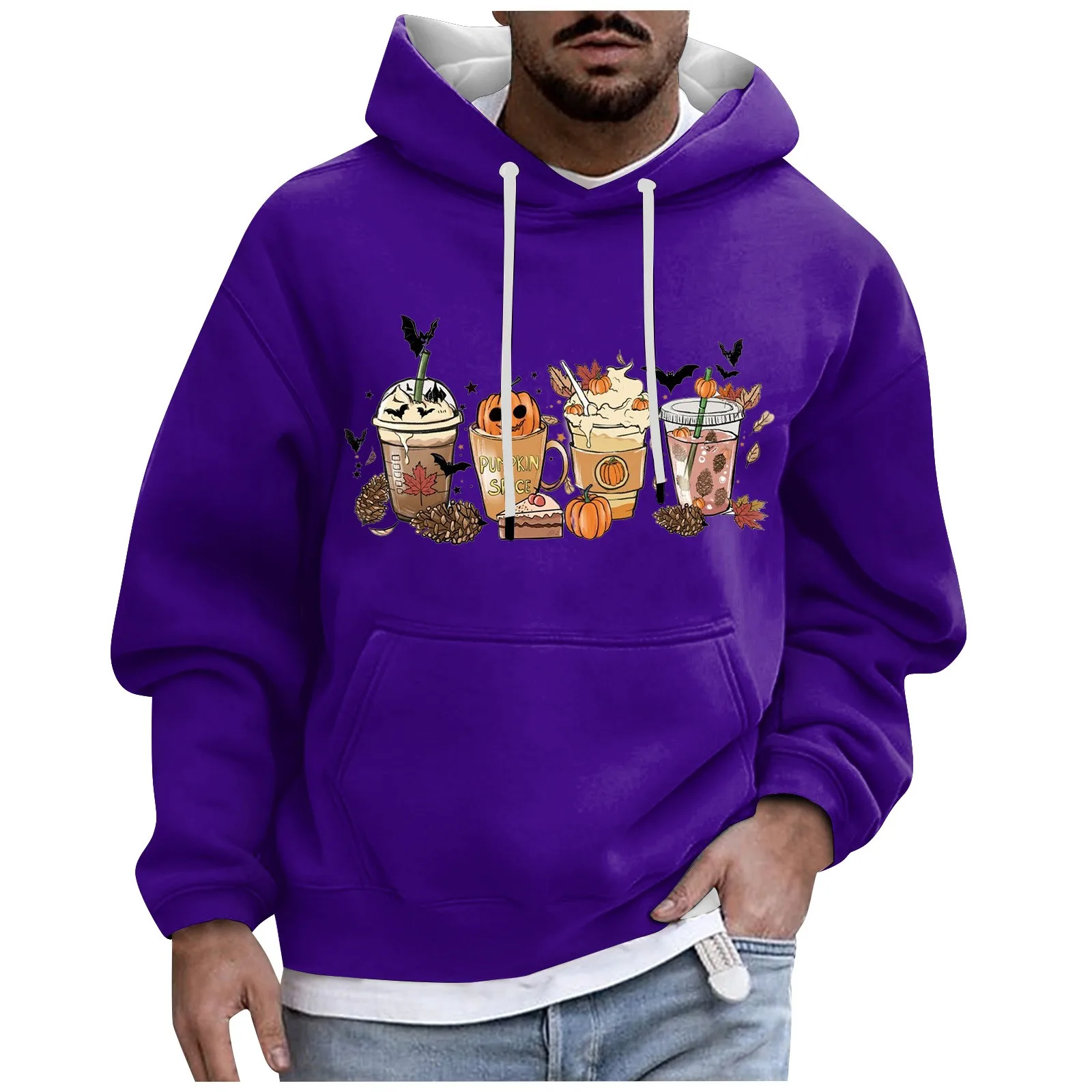 

Мужское теплое плюшевое пальто с принтом, флисовый свитер, повседневное пальто, свитер с карманами, осенне-зимнее пальто, осенне - зимний сезон 2023