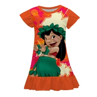 disney lilo hula hawaiian summer toddler dresses baby girl cartoon stitch cute flowers print princess dress girls nightdress