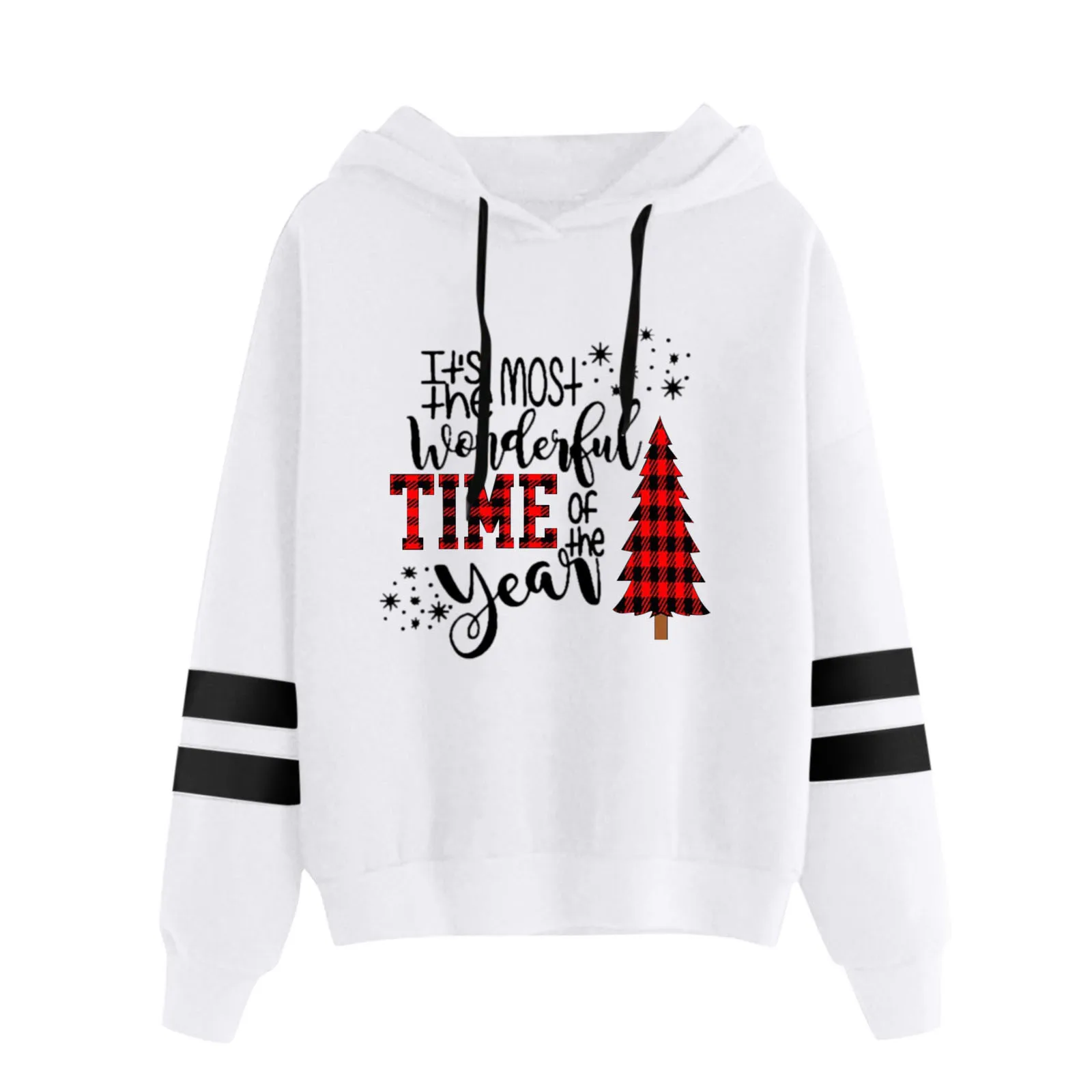 

Women Christmas Casual Loose Christmas Letter Printing Hooded Long Sleeves Sweatshirt Top Fleece Zip Jacket