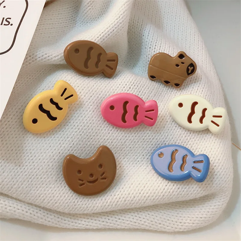 Модные яркие цветные мини-заколки для волос в виде рыбьего кота девочек милая