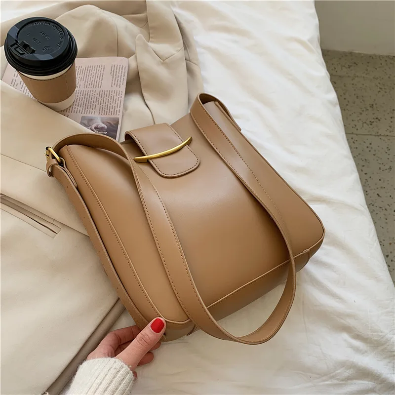 2 Pcs/set Vintage Simple Small PU Leather Bucket Crossbody Bags For Women 2022 Designer Lady Luxury Shoulder Handbags