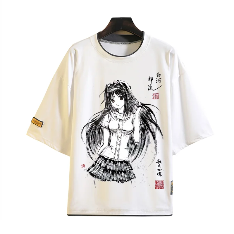 

new T-shirts Shirakawa Shizuru Men women Short Sleeve T-shirt Ink wash painting T-shirt