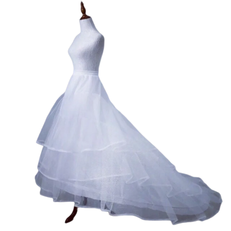 

Women 2 Hoops 3Layers Organza Trumpet Fishtail Petticoat Crinoline Underskirt Slips Floor Length for Wedding Bridal Dress
