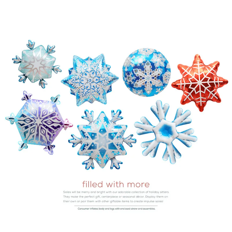 

Christmas Window Decoration, Party Photo Props, Snowflake Shaped Cartoon Toys, Aluminum Film Balloons, Big Snowflakes
