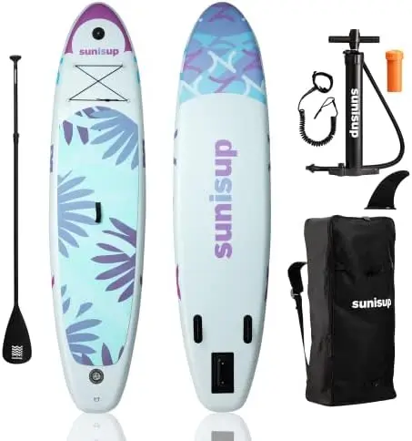 

SUP Inflatable Paddle Board for Adults, 10.6\u2019 x 30\u201D x 6\u201D, Non-Slip Stand Up Deck with Bottom Paddling Fin, Paddle