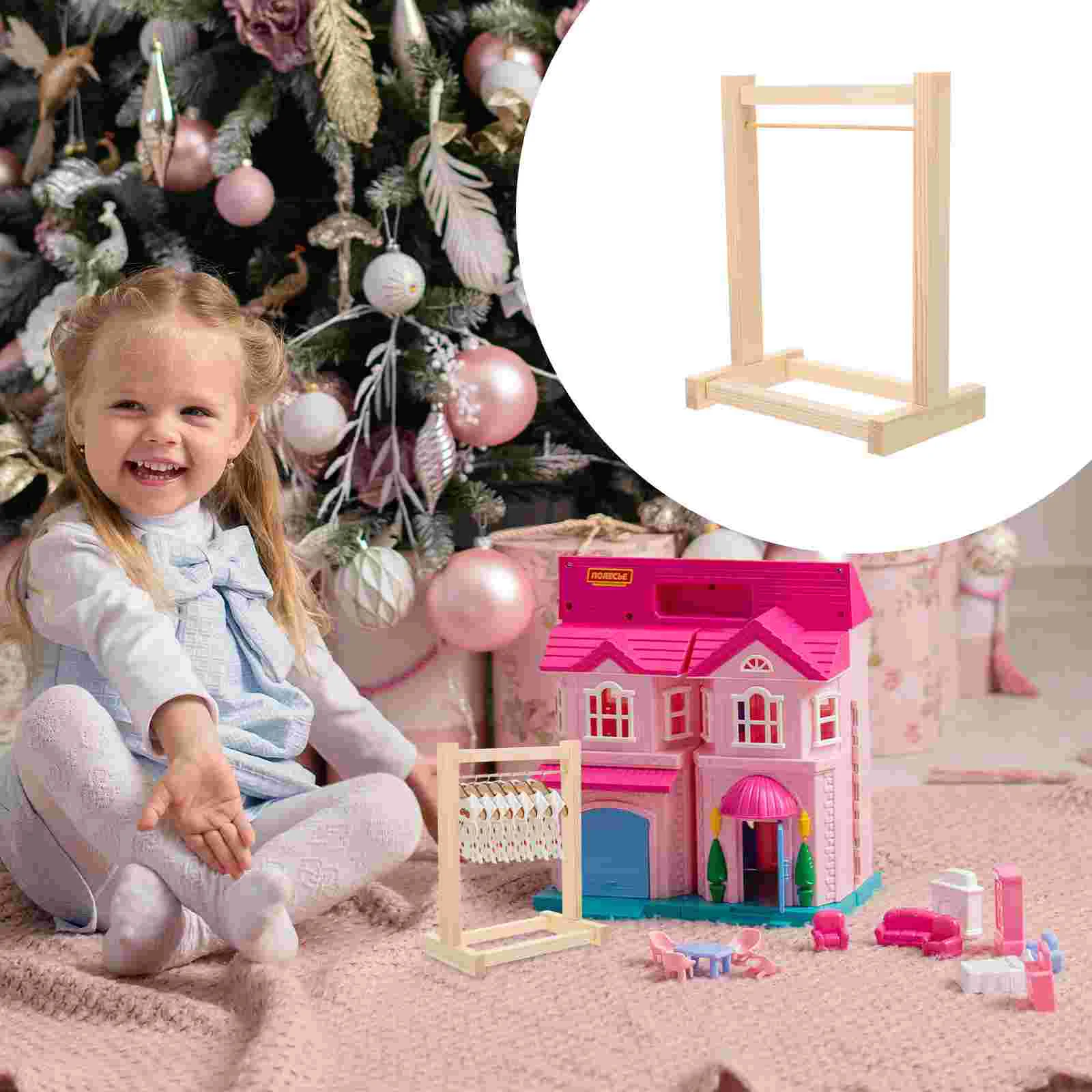 

Hanger Wood Dress Wooden Baby Hangers Small Clothes Toy Storage Shelf Rail Garment Holder