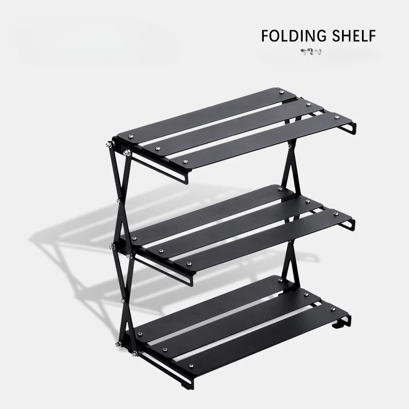 

Outdoor Camping Rack Portable Three-tier Rack Easy To Carry Foldable Picnic Camping Barbecue Folding Table