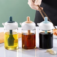 glass oil bottle with silicone brush 2in1 wide opening seasoning dispenser bottle for kitchen cooking bbq baking marinating