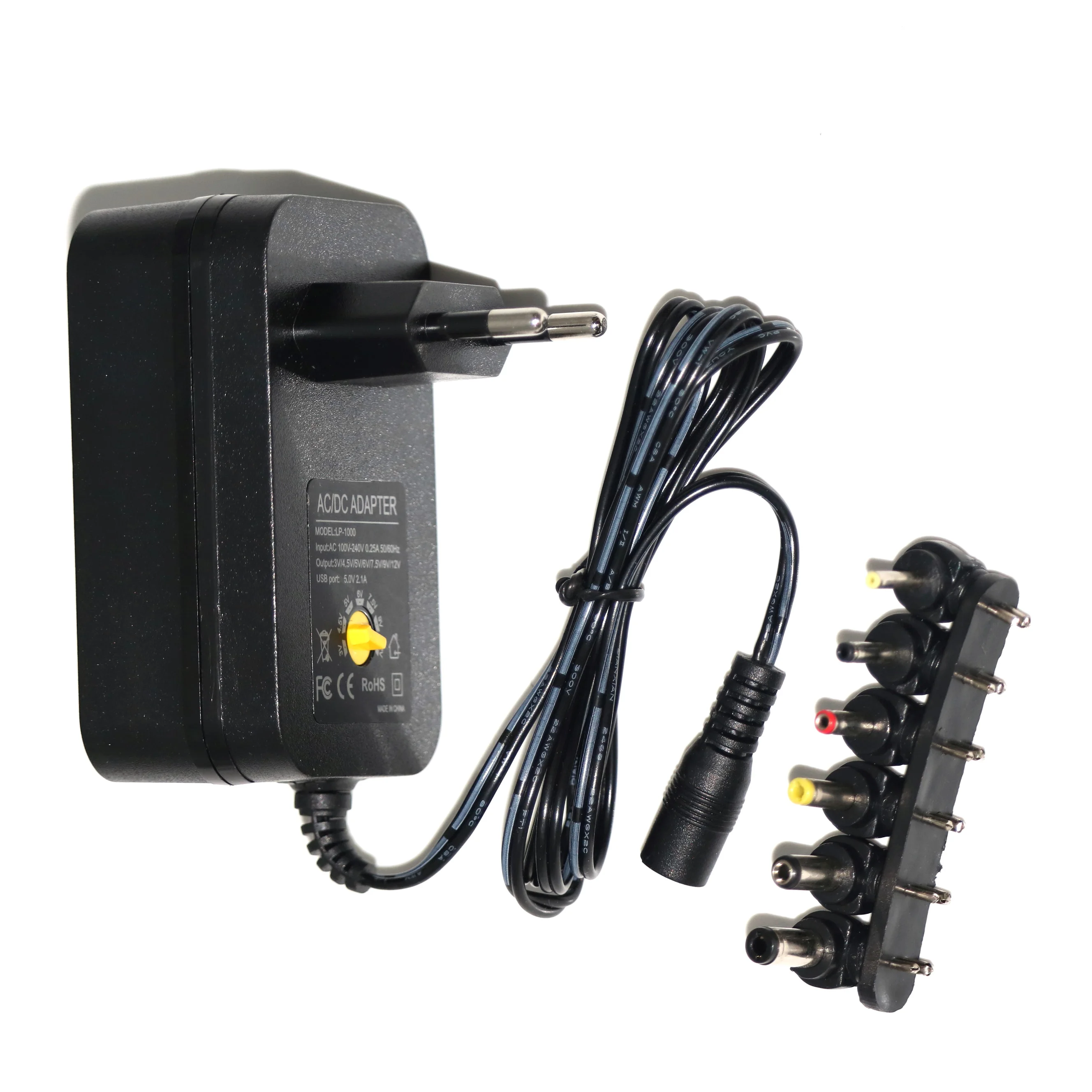 

100-240V TO 3V,4.5V,5V,6V,7.5V,9V,12V 30W Universal Adjustable AC/DC Charger Adapter Switching Power Supply +5V USB Port