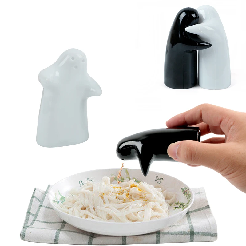 

Керамический черно-белый набор из двух предметов для кремов, бутылка для перца, шейкер для соли, Кухонное устройство для хранения порошка, б...