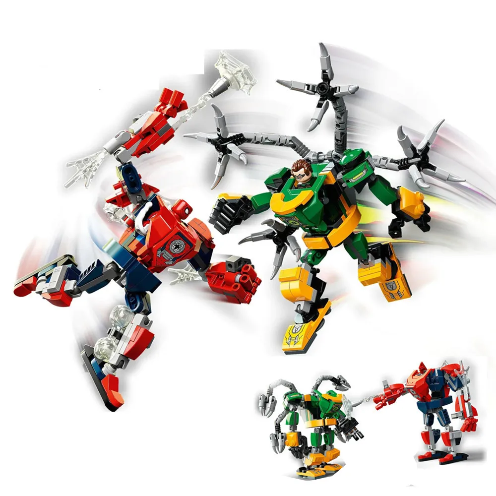 

Marvels Avengers Spiderman Peter Parker Dr Doctor Octopus Armor Mecha Technical Model 76198 Building Block Bricks Toys Kid Gift