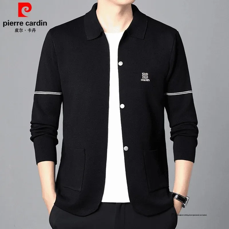 Peir Cardigan Knitted Jacket Men's Loose Casual Long Sleeve Thin Flip Collar Autumn Outerwear Pullovers Male Fashion Top