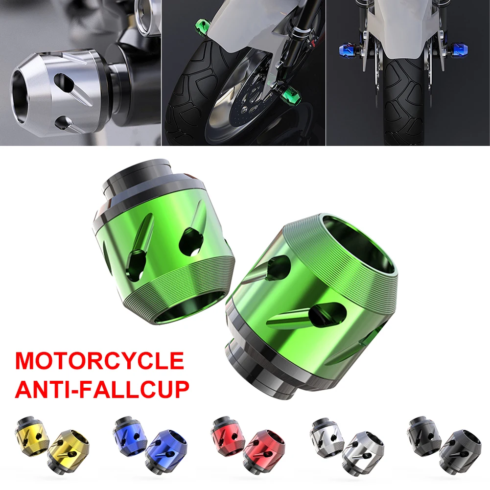 цена 2PCS CNC Aluminum Front Fork Frame Slider Wheel Motorbike Falling Protection Anti Collision Cup dirt bike Motorcycle Accessories