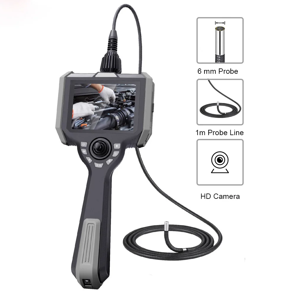 

VSNDT Flexible Videoscope, 5'' wide angle Video borescope camera, 360 articulation 720P inspection camera industrial endoscope