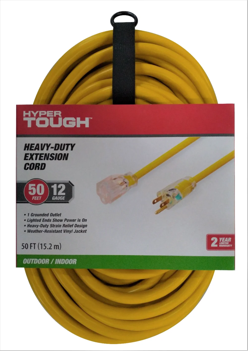 

12AWGX3C 50 ft Indoor and Outdoor Heavy Duty Yellow Vinyl Extension Cord