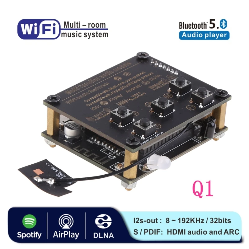 

2 in 1 Model WiFi and Bluetooth-compatible 5.0 Smart Receiver WiFi Receiver Module Airplay DLNA Analog H8WD