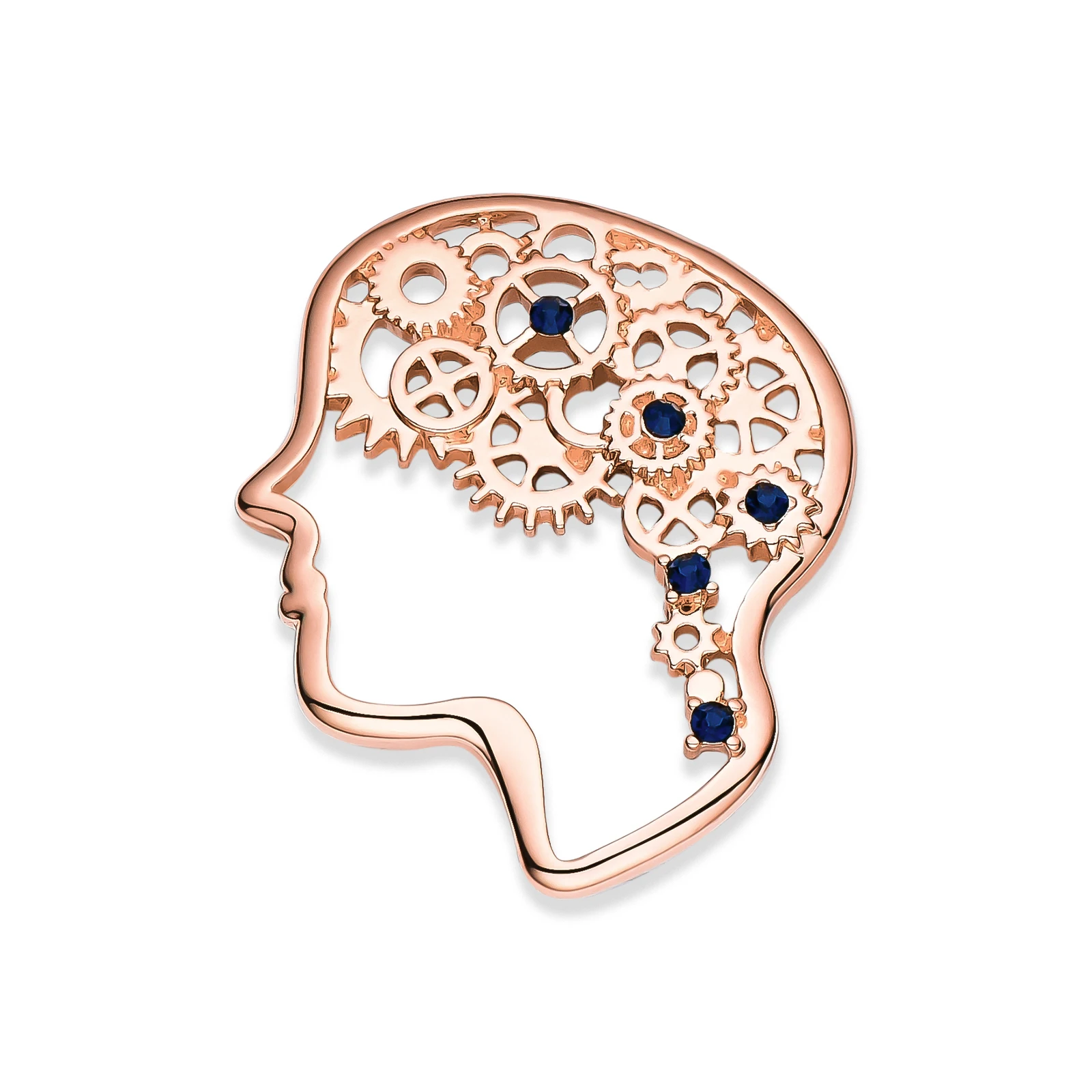 Brain Head Gear Brooch Pins Classic Gold Color Metal with Crystal Medical Lapel Badge Jewelry for Doctor Nurse