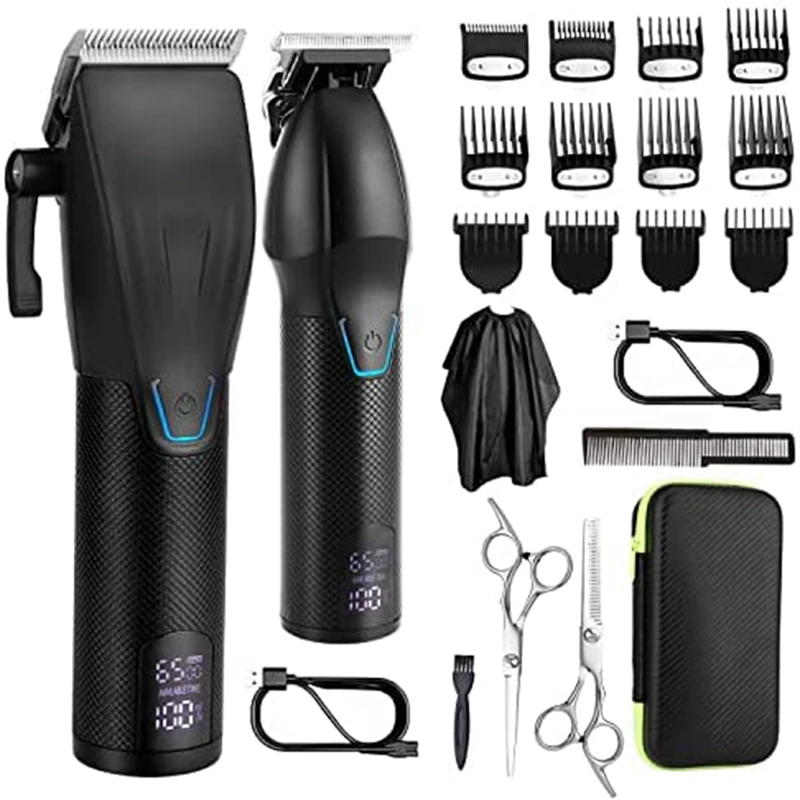 Hair Clippers For Men,Professional Hair Cutting Kit,Cordless Barber Clipper And T-Blade Beard Trimmer Set