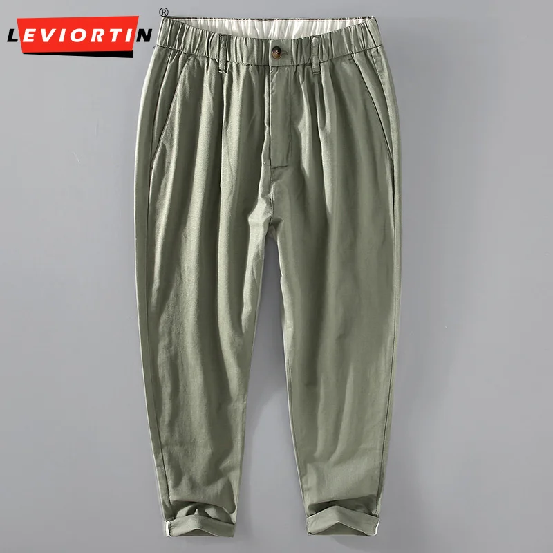 Брюки мужские льняные модные деловые повседневные тонкие свободные дышащие