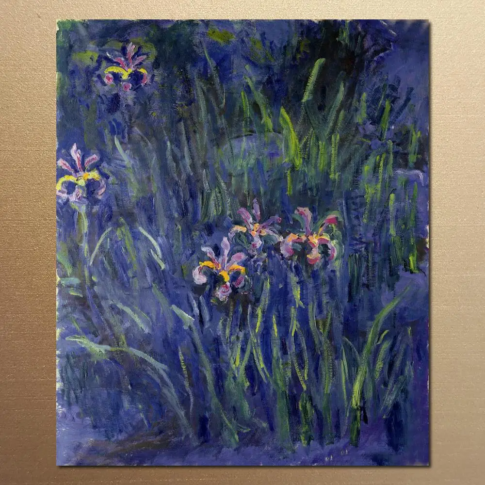 

Claude Monet Oil Paintings on Canvas Irises Hand Painted Wall Art Decor High Quality Unframed Gift