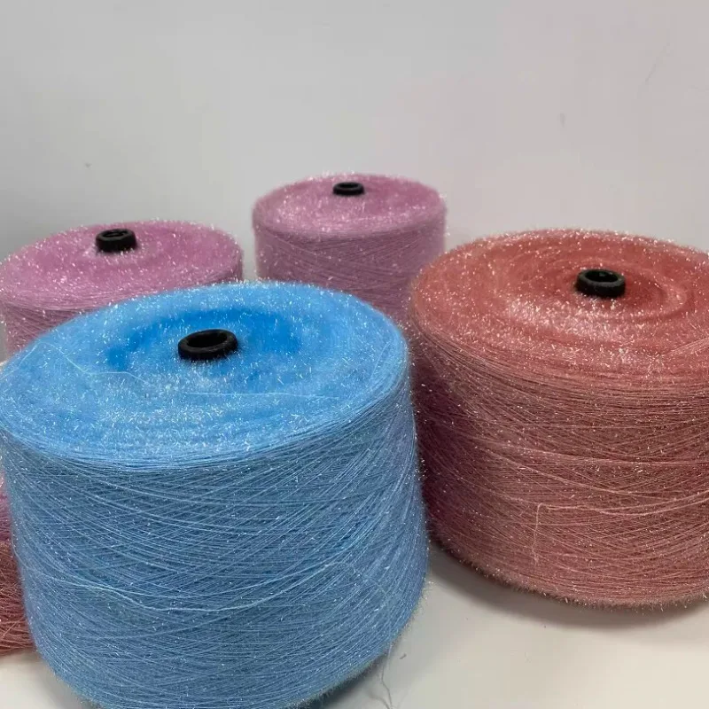 Цветная пряжа с блестками для вязания кукол 500 г