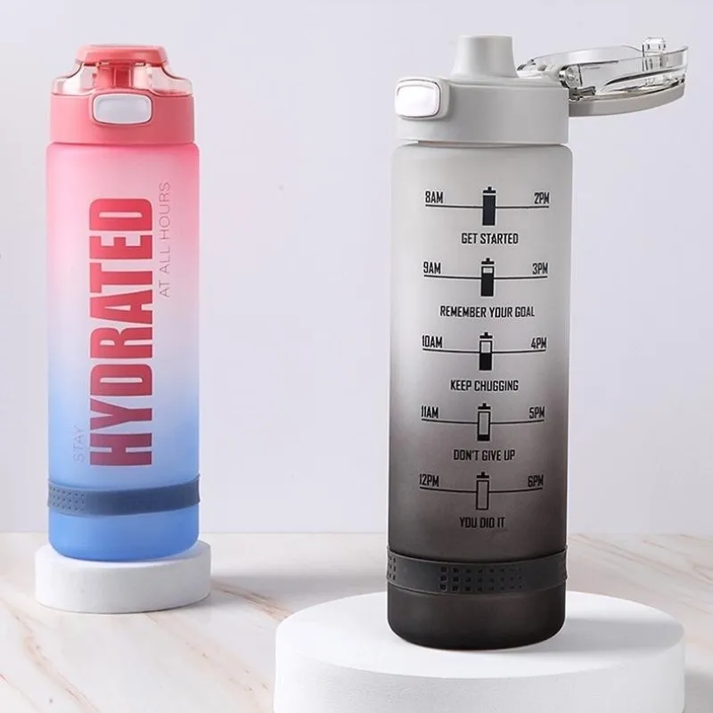 

1L Sport Water Kettle Motivational Water Thernos Bottle Leakproof Drinking Bottles Outdoor Travel Fitness Jugs
