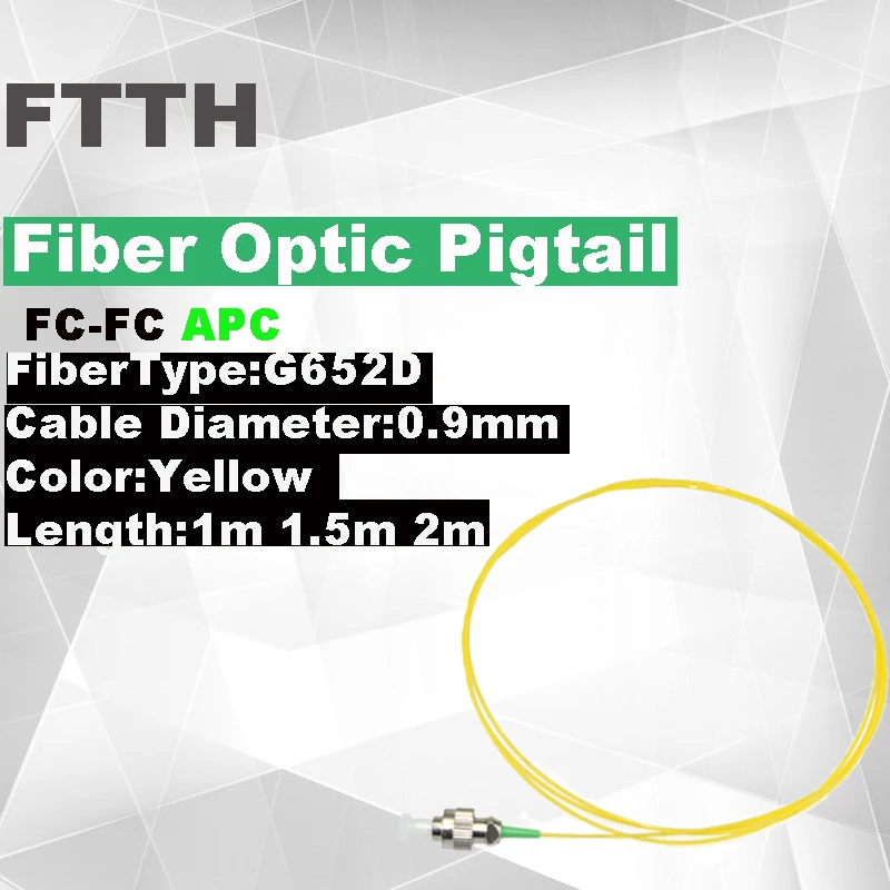 

FASO 50 FC APC Optical Fiber Pigtail , SM SX Core 0.9mm G652D 9/125 Fiber Optic Pigtails