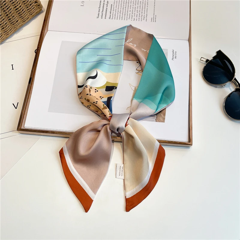 Luxury Print Ribbon Scarf Women Headband Hair Bands Fashion Satin Silk Scrunchie Ladies Scarfs Wrist Wrap Accessories 2022 |