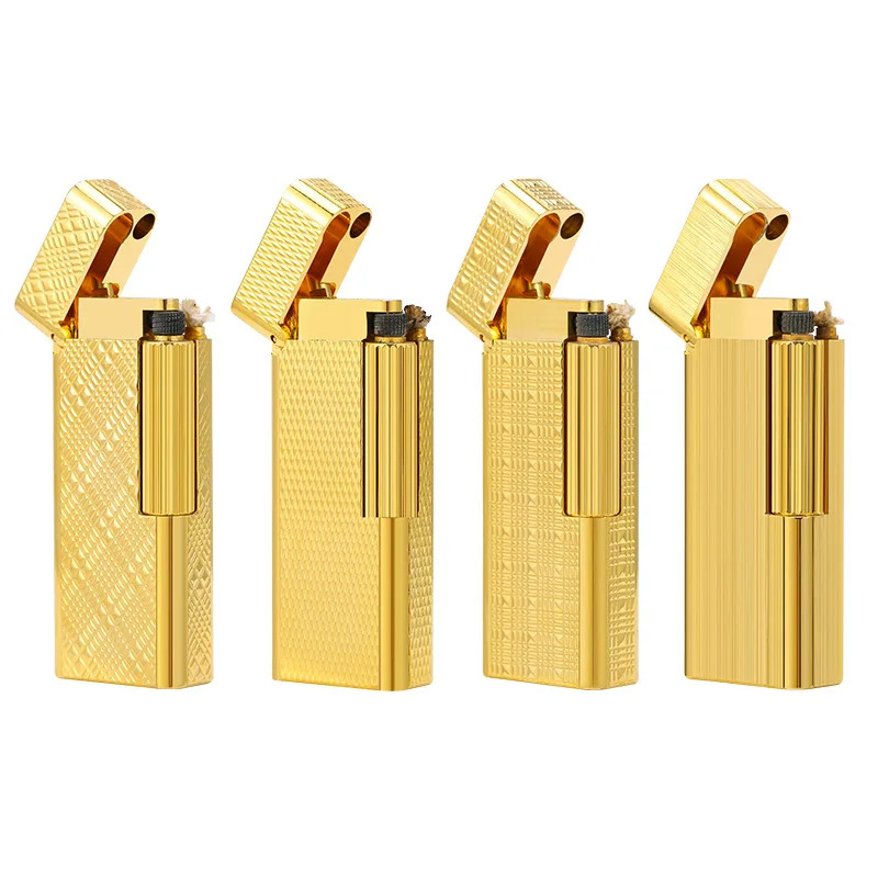 Classic Pure Copper Metal Side Playing Kerosene Lighter Creative Grinding Wheel Lighter Cigarette Accessories Cigarette Lighter