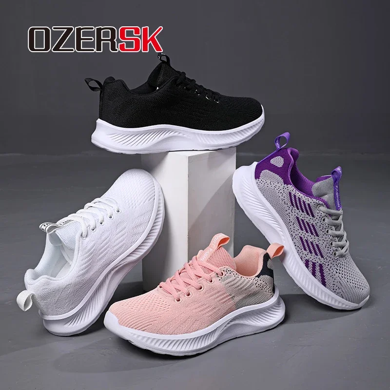 OZERSK женские кроссовки с круглой головкой и сеткой туфли на плоской подошве