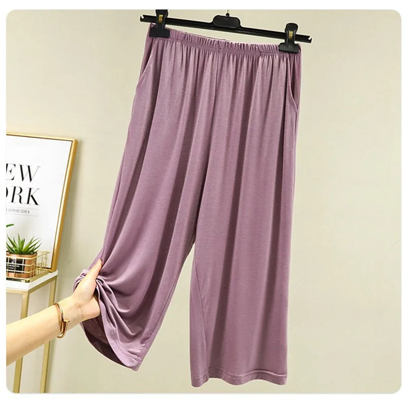 Modal Sleepwear Women Calf-Length Pants Loose Size Home Pajamas Casual Solid Multicolor Long Pant Summer Fashion Sleepwear