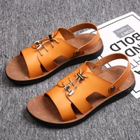 men leather sandals summer outdoor beach shoes casual sneakers comfortable barefoot sandals men slipper homme adult plus size