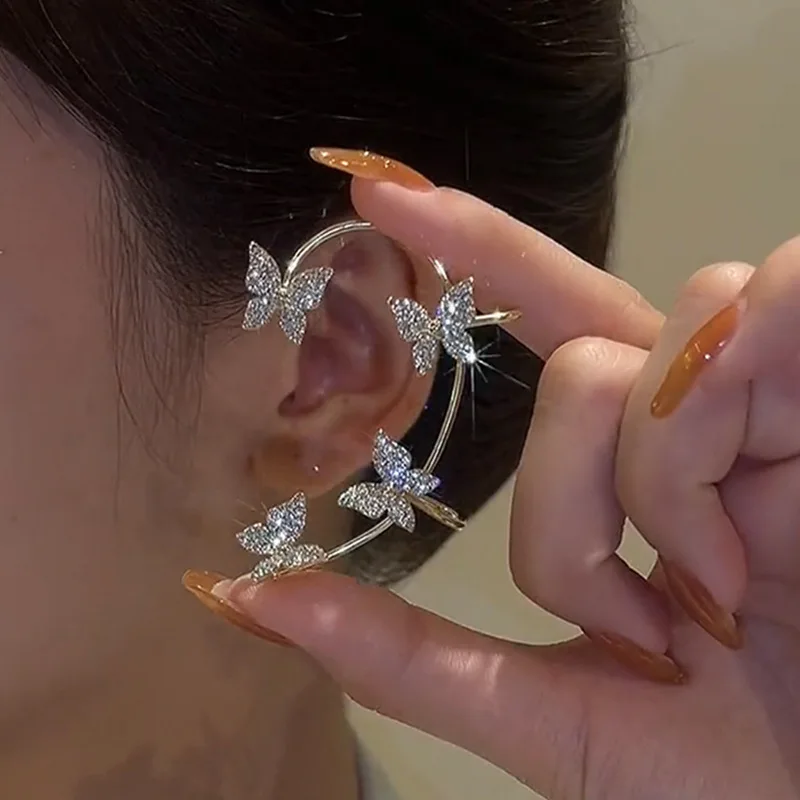 

Jewelry Fairy Butterfly Earrings Without Piercing Women's Sparkling Zircon Ear Clips Fashion Trendy Korean Style Net Red Explosi