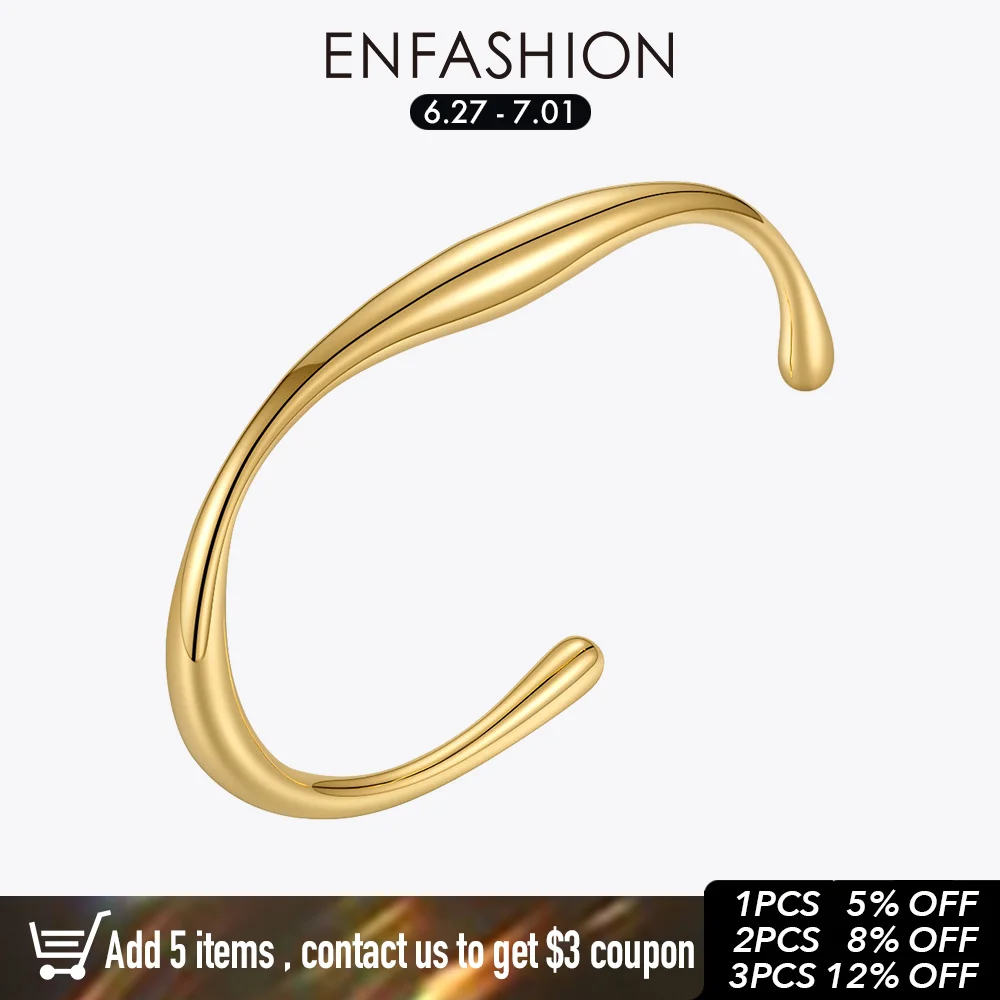 

ENFASHION Punk Irregular Open Bangle Fashion Jewelry Stainless Steel Bracelets For Women Gold Bracelet Party Pulseras B212270